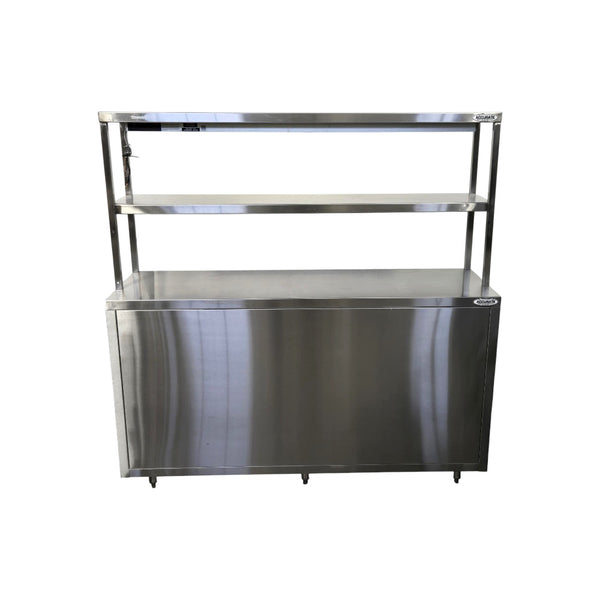 Thorinox TK0C-1860-SS Open Storage Cabinet with Double Overshelf and Hatco GRAH-54 Glo-Ray Strip Heater