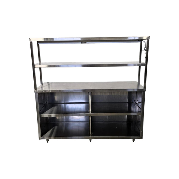 Thorinox TK0C-1860-SS Open Storage Cabinet with Double Overshelf and Hatco GRAH-54 Glo-Ray Strip Heater