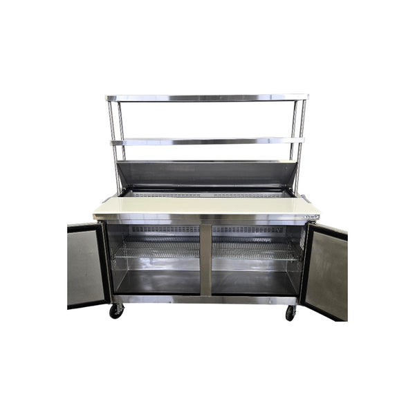 Glacier GST-60-16 / 1260SS Refrigerated Prep Table - 2 Solid Door - 60 Inch with Thorinox overshelf
