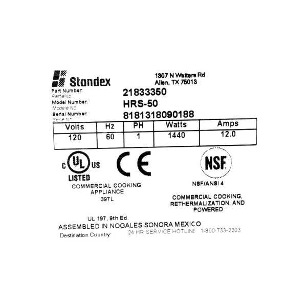 Standex HRS-50 Hot Dog Roller