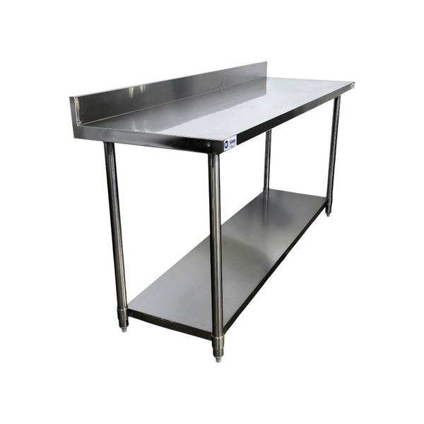 Omcan WTS-2472-4BS-420 Work Table with Backsplash - 24 x 72 Inch