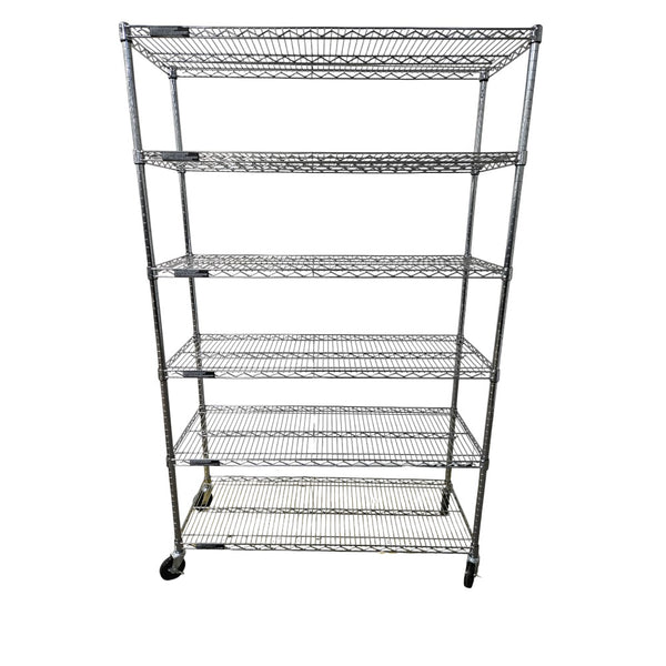 Custom Wire Rack Chrome Wire Rack - 6 Shelves with Wheels