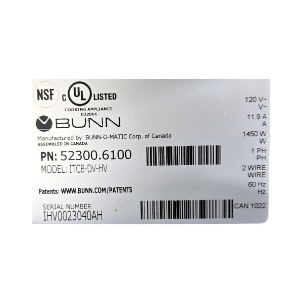 BUNN ITCB-DV-HV Tea and Coffee Brewing System