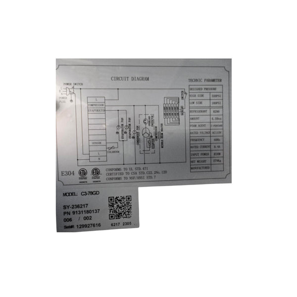 EFI C3-78GD Refrigerated Merchandiser - Base Damaged