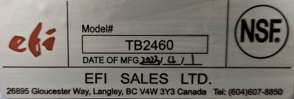 EFI TB2460 Work Table with Backsplash - 24 X 60 Inch