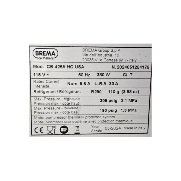Brema CB 425A HC USA Ice Machine