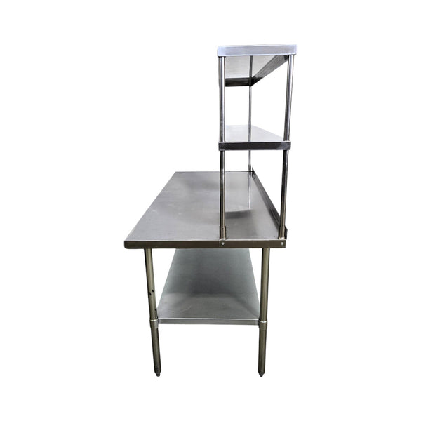 Stainless Steel Work Table with Backsplash and Double OverShelf