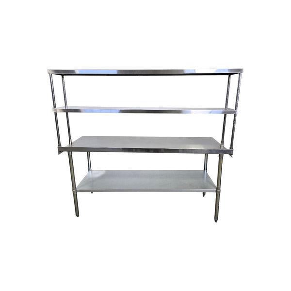 Stainless Steel Work Table with Backsplash and Double OverShelf