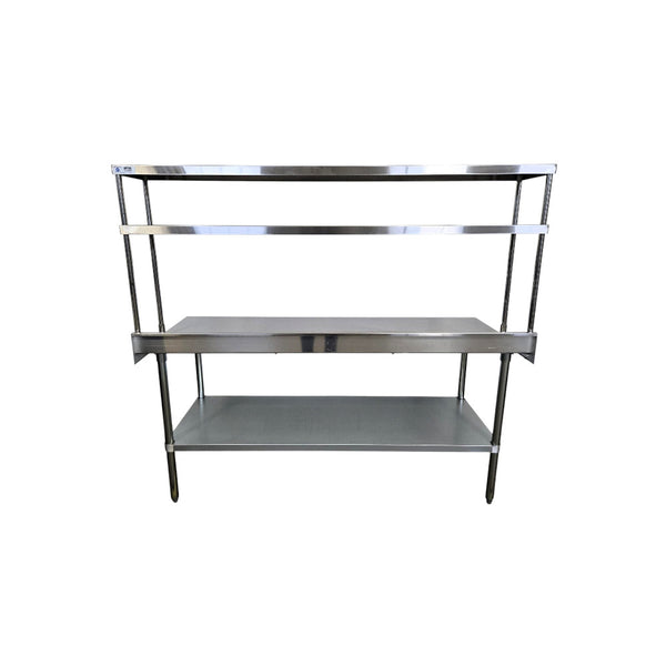 Stainless Steel Work Table with Backsplash and Double OverShelf