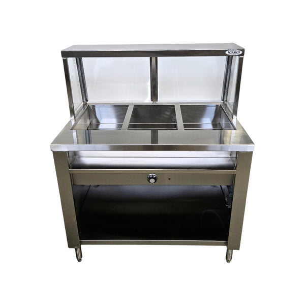 MVR HT3WELL Single Tank Steam Table with Sneeze Guard