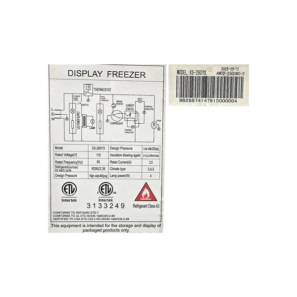 Omcan XS-260YX Ice Cream Display Freezer - 39 Inch
