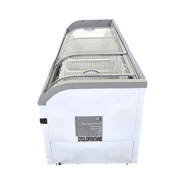 Omcan FR-CN-2007 Ice Cream Display Chest Freezer with Curved Glass Top 79''