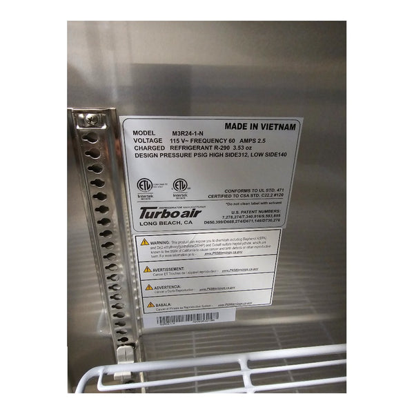Turbo Air M3R24-1-N Solid Door Reach-in Refrigerator