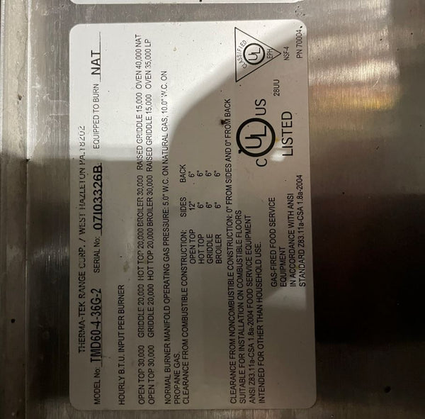 Therma-Tek TMD60-4-36G-2 Oven Range (4)