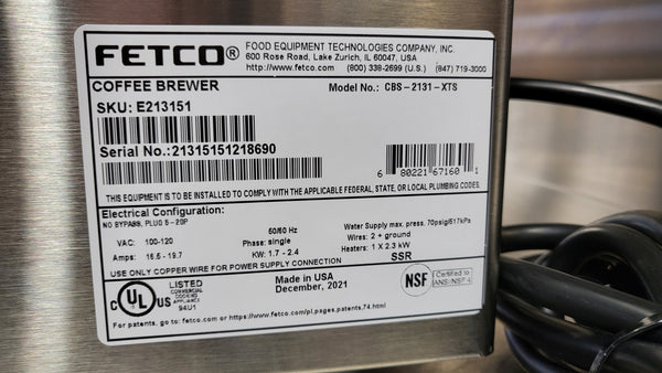 Fetco CBS-2131XTS-3L XTS Coffee Brewer (4)
