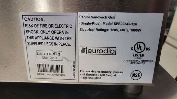 Eurodib SFE02345-120 Panini Grill