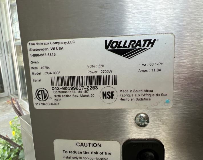Vollrath 40704 Electric Rotisserie Oven