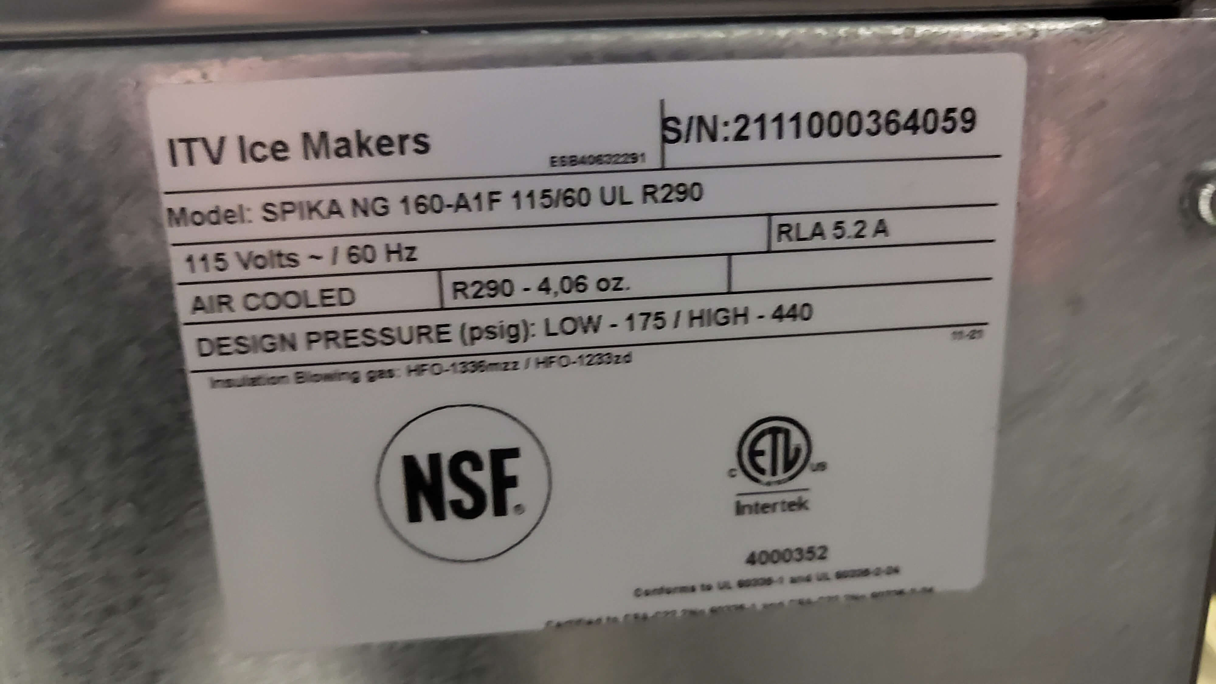 ITV Ice Makers SPIKA NG 160 A1F Ice Machine