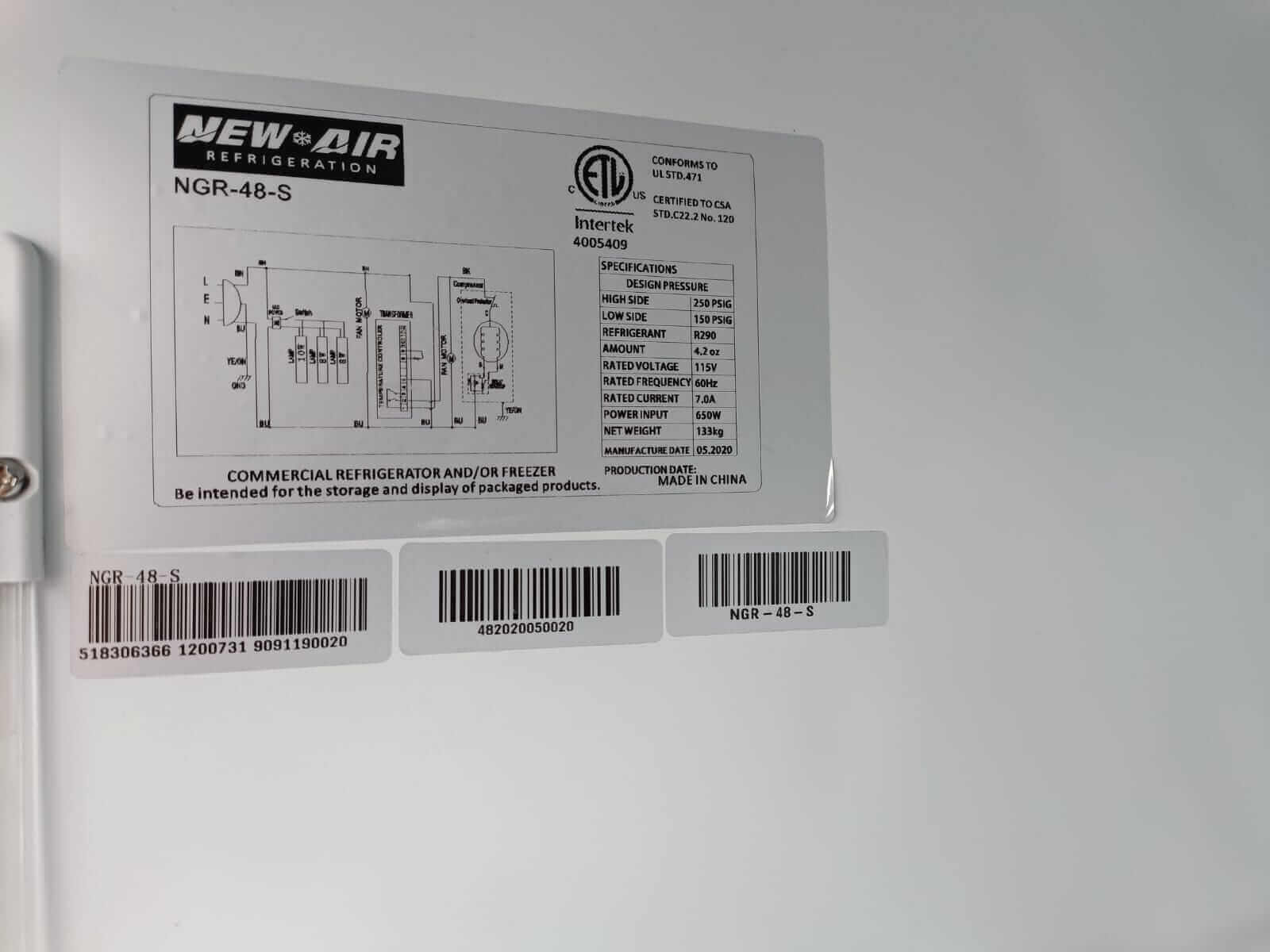 New Air NGR-48-S Glass Refrigerator