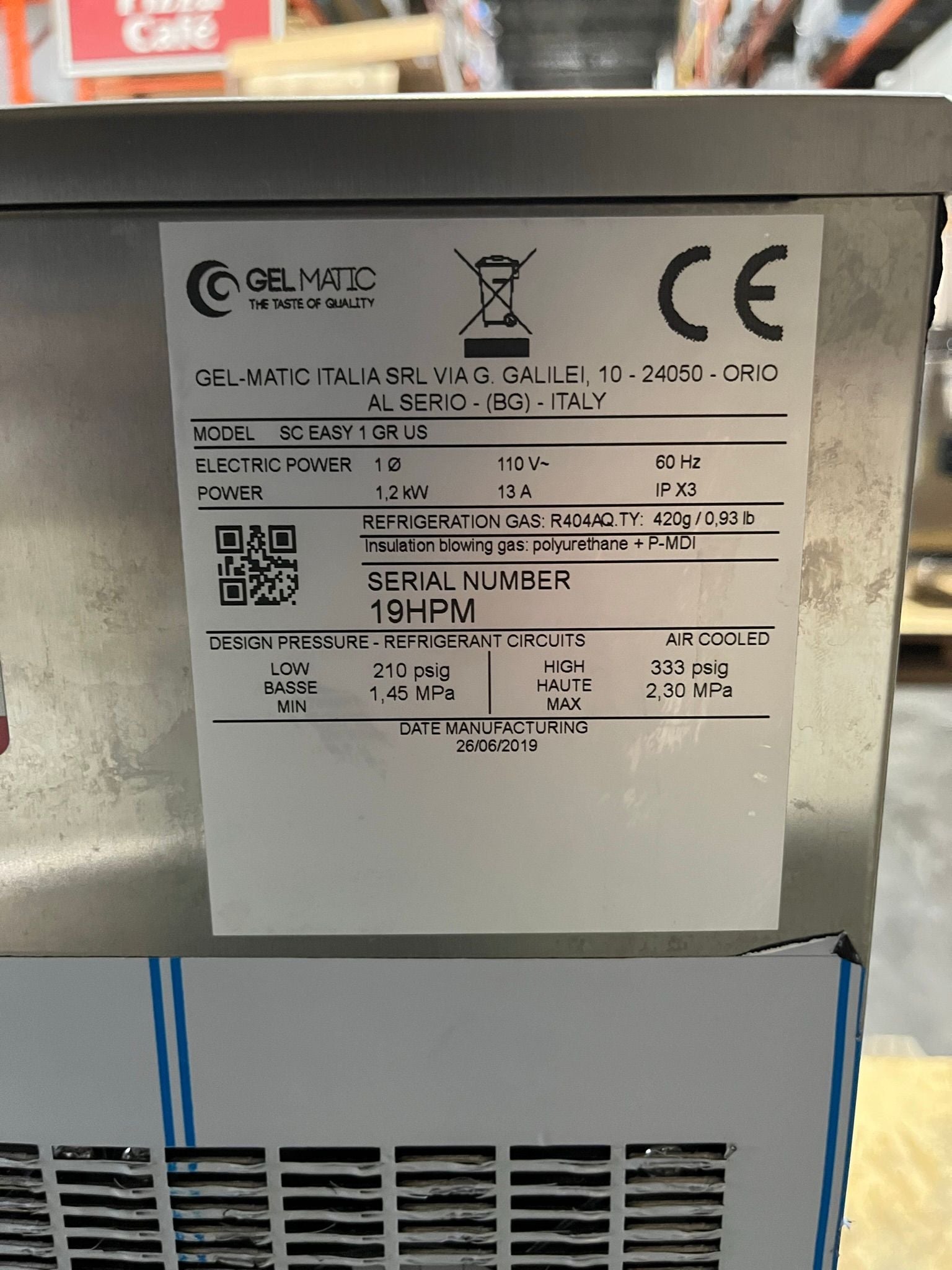 Gelmatic SC EASY 1 GR Soft Serve Machine