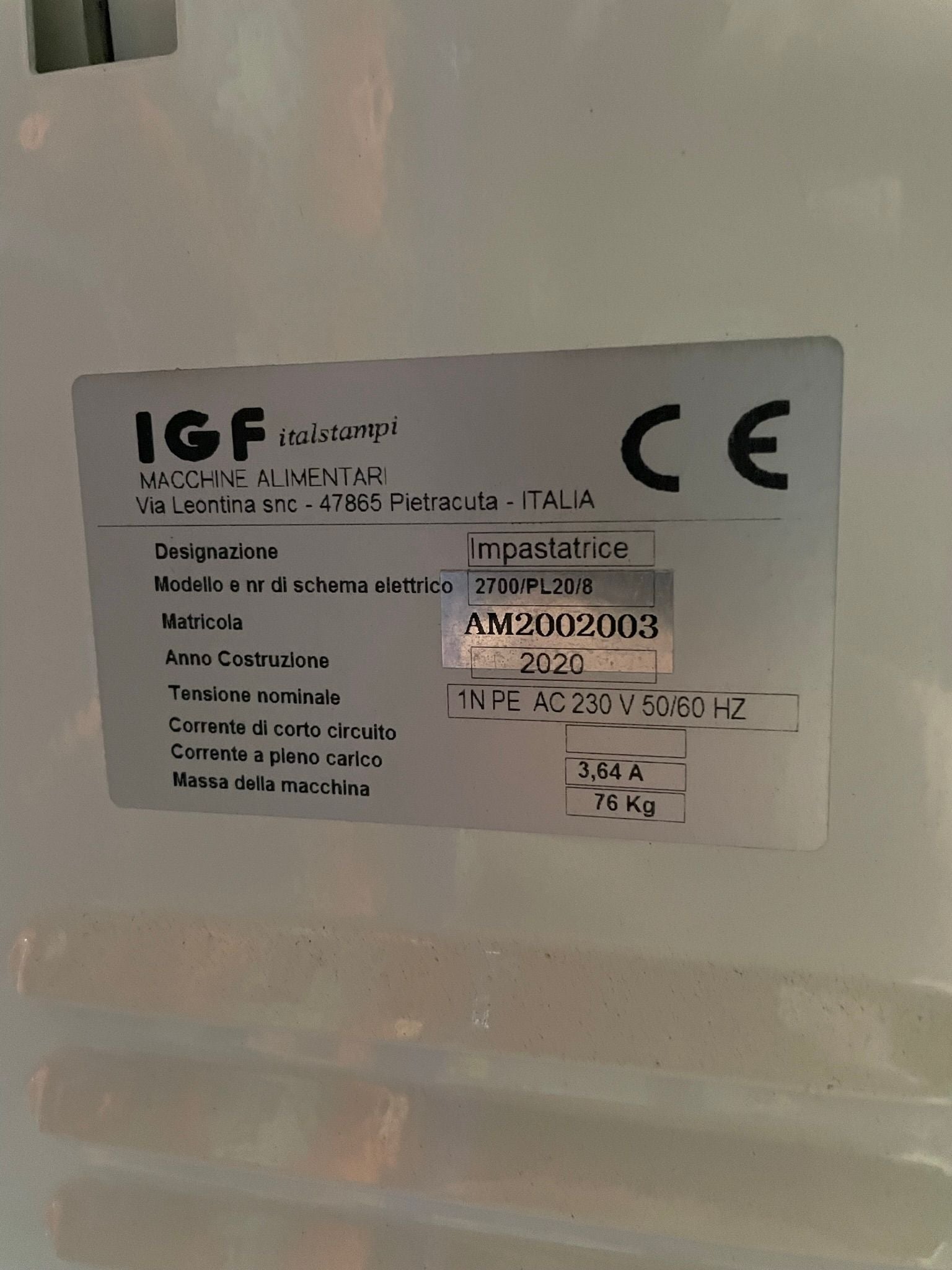IGF 2700/PL20/8 Spiral Mixer