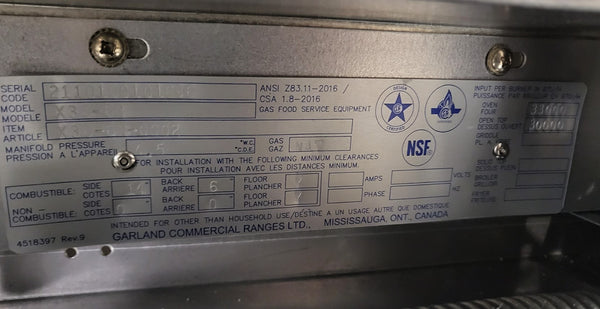 Garland X36-6R 6 Burner Range with Oven