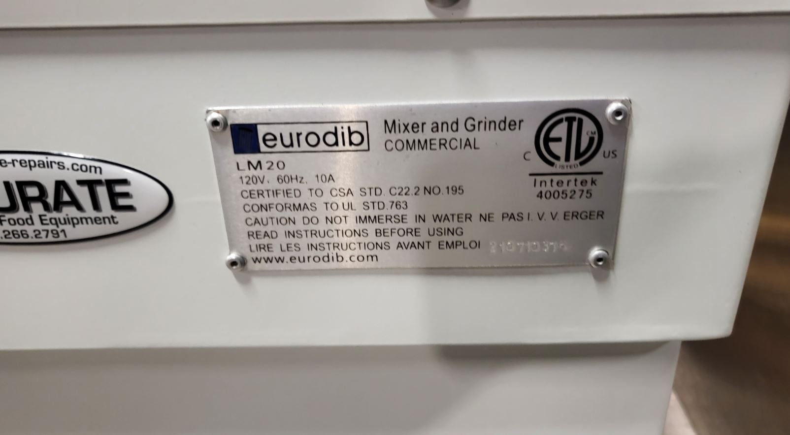 Eurodib LM20T 20 QT Spiral Mixer