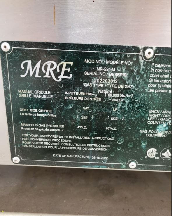 MRE MR-G24-M 24 inch Griddle