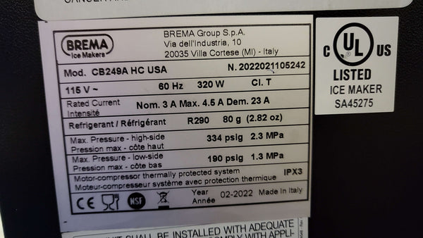 Brema CB249A Undercounter Ice Cube Maker