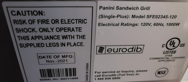 Eurodib SFE02345-120  Panini Grill