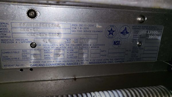 Garland SunFire Series X36-6R Natural Gas 6 Burner 36 in Gas Range with Standard Oven