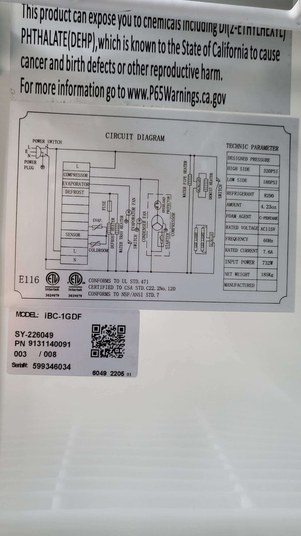 iBeeCool iBC-1GDF Display Door Freezer
