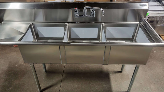 Omcan 43764 Three Compartment Sink