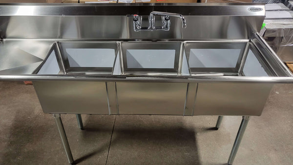 Omcan 43764 Three Compartment Sink
