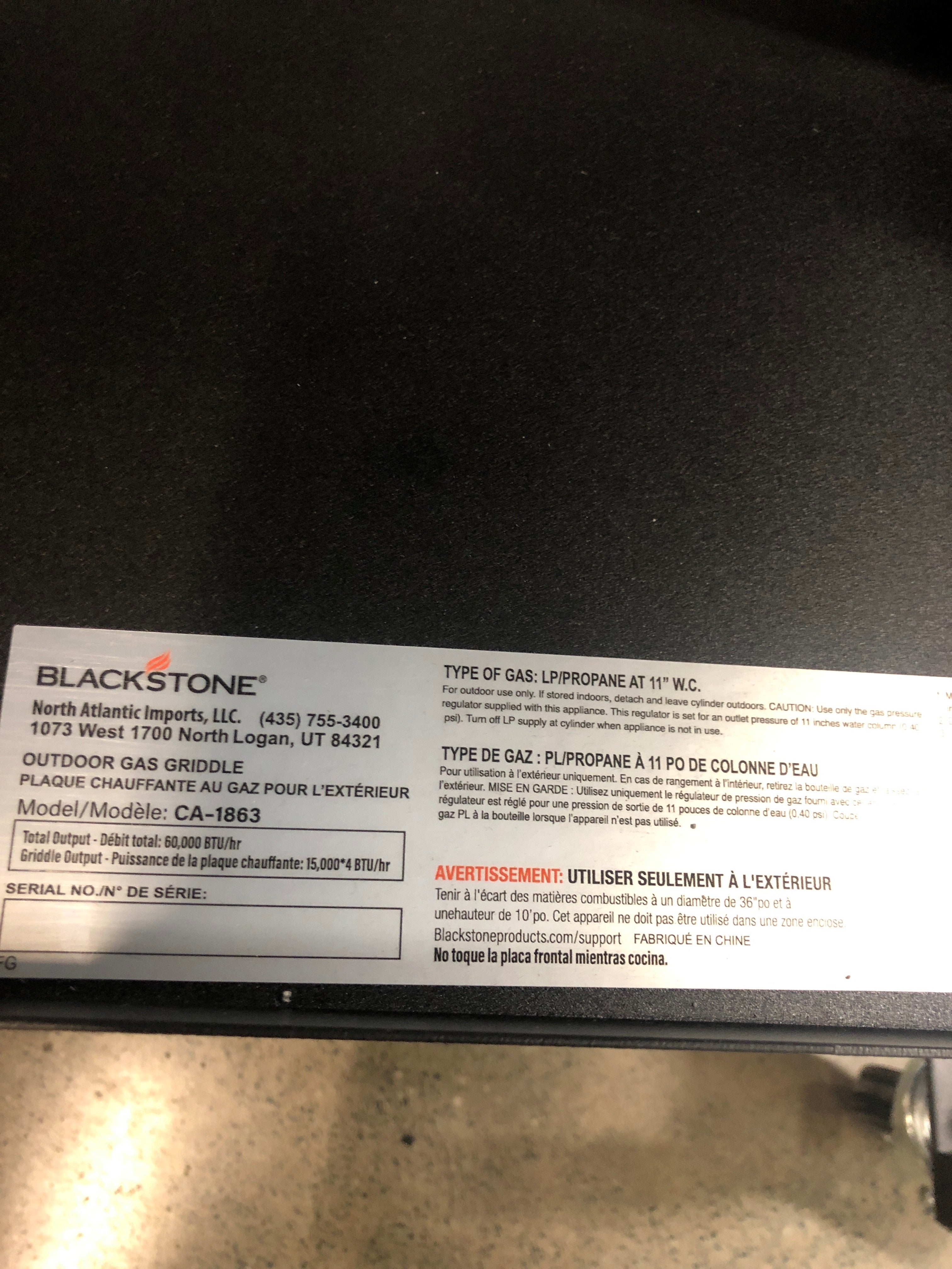 Blackstone CA-1863 Griddle