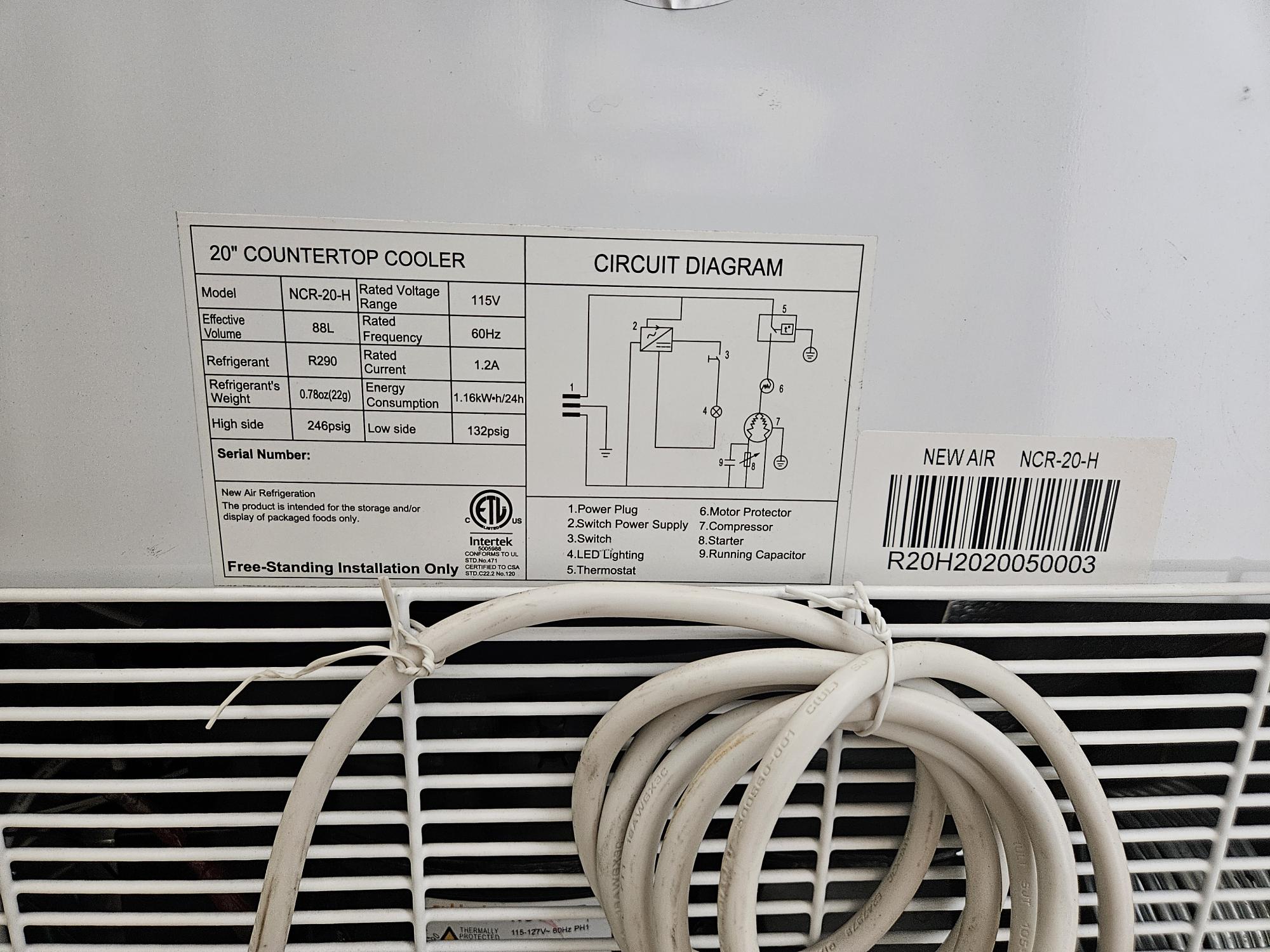 New Air NCR-20-H - Undercounter Fridge