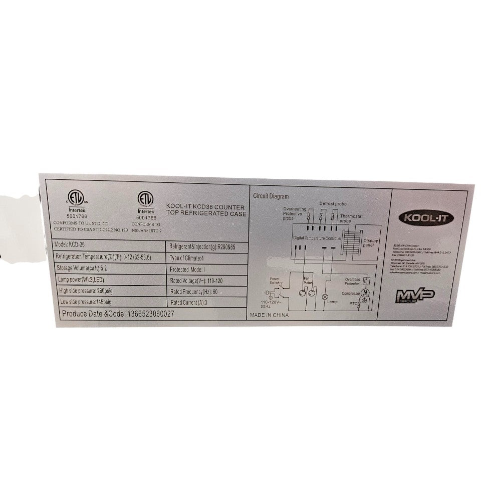 Kool-it  KCD-36 Refrigerated Deli Case