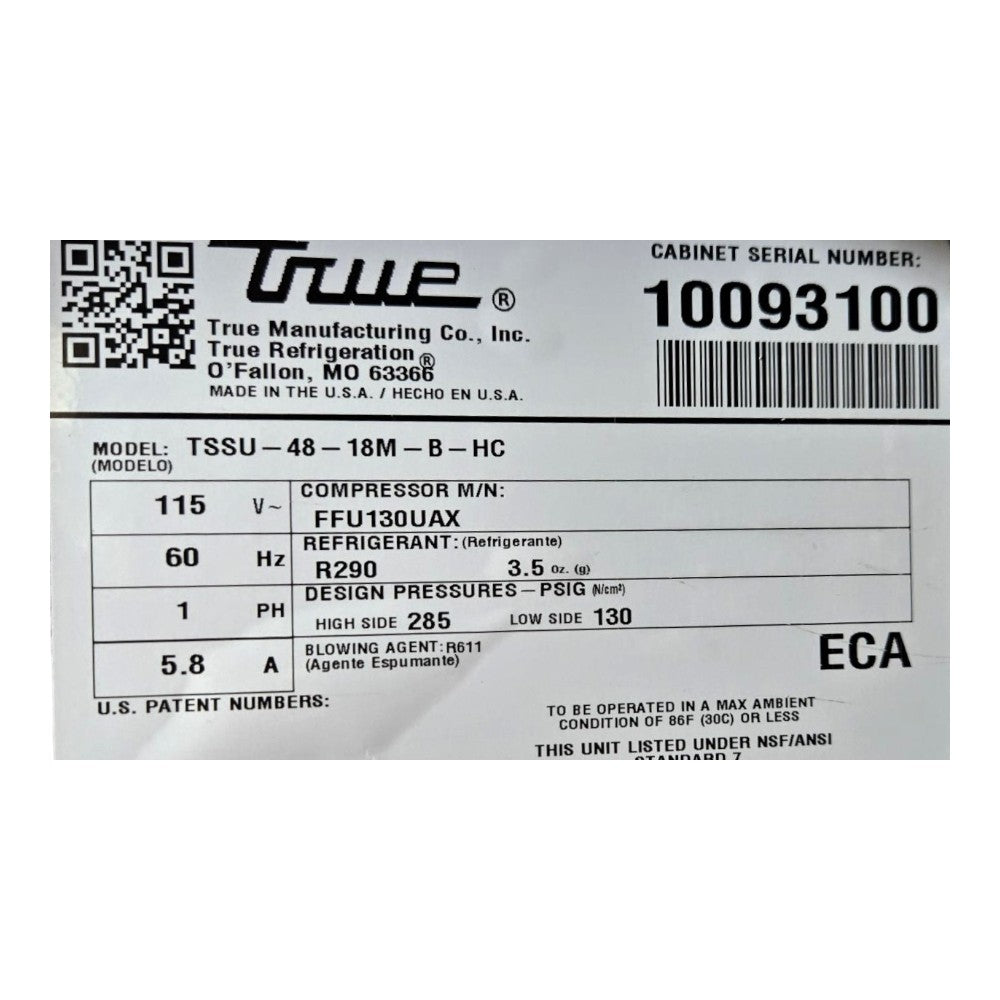 TRUE TSSU-48-18M-B-HC Mega Top Refrigerator - Missing Top Lid