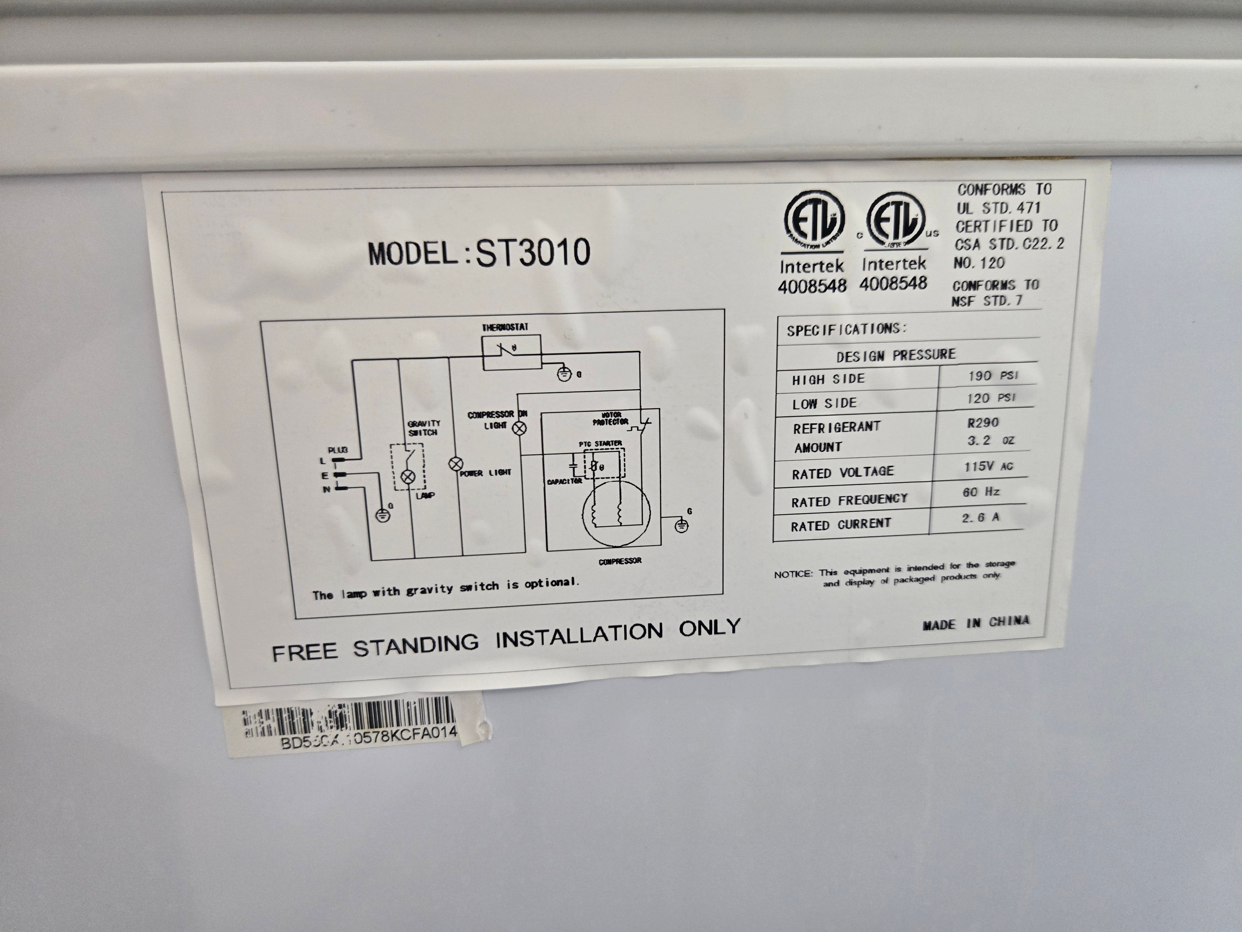 Chef 60 inch Chest Freezer American Series ST3010