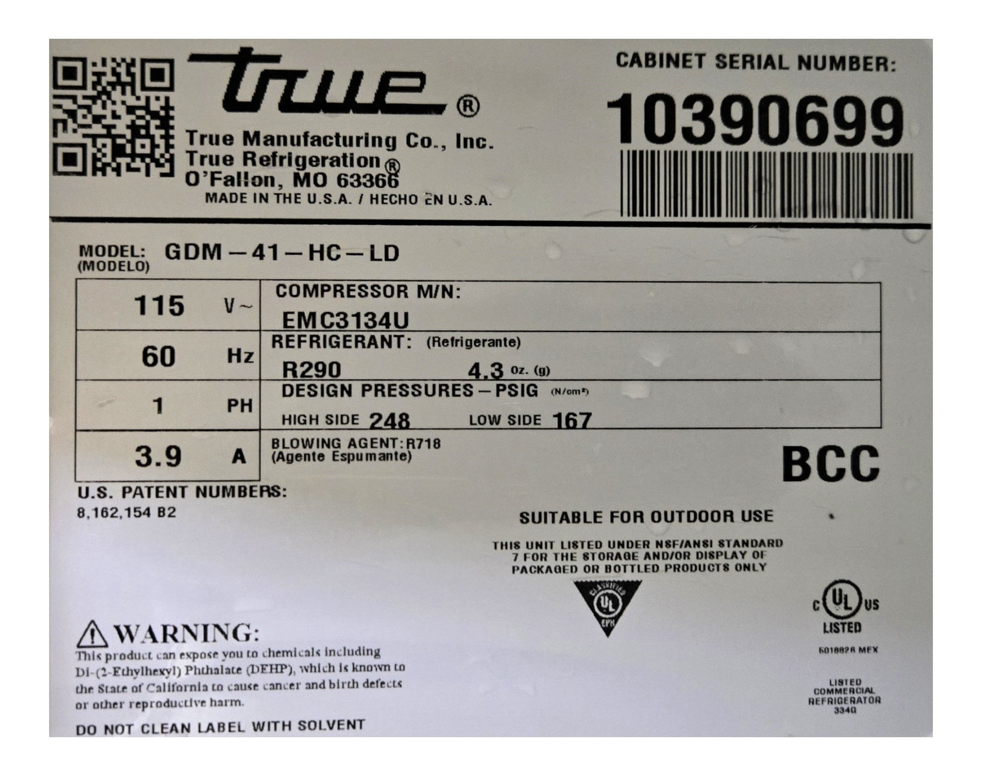 TRUE GDM-41-HC-LD 2 Sliding Glass Door Merchandiser Refrigerator