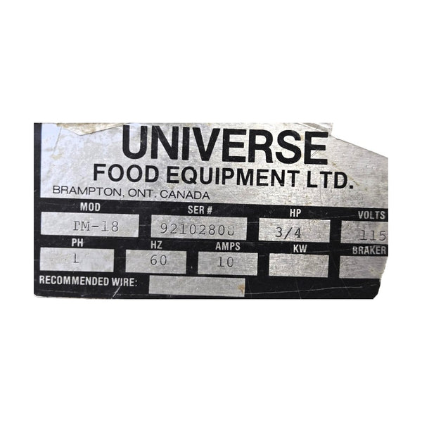 Universe TM-18 Dough Sheeter - Double Pass - 18 in