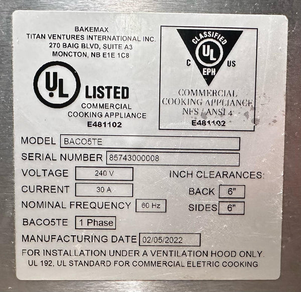 BakeMax BACO5TE Electric Convection Oven