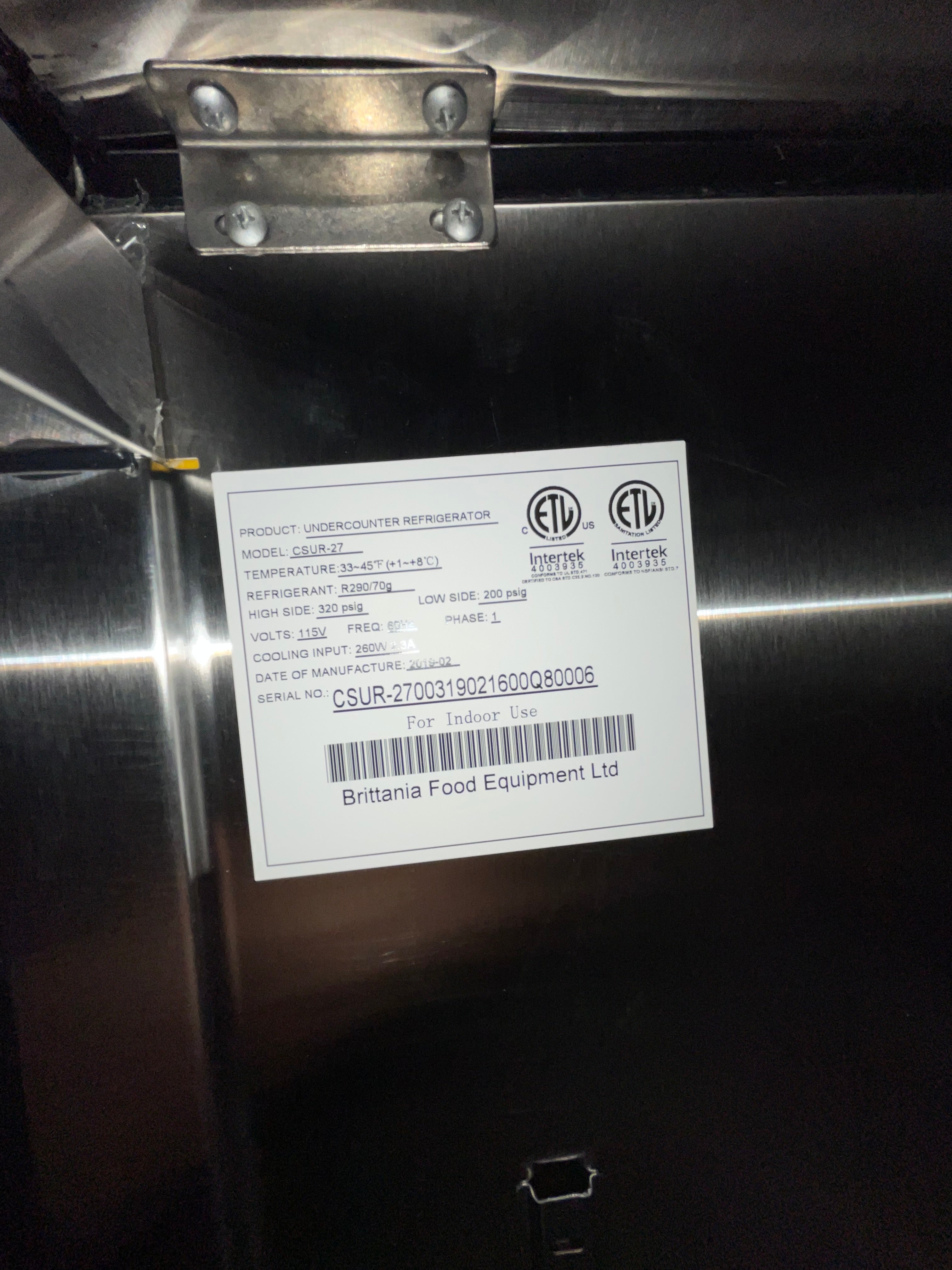 Cardinal CSUR-27 Undercounter Refrigerator