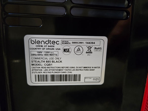 Blendtec STEALTH-885 NBS 3.8 HP Beverage Blend-In Cup Blender with Sound Enclosure