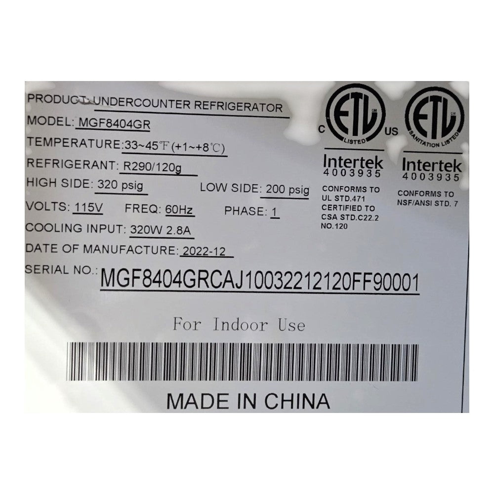 Atosa MGF8404GR Undercounter Refrigerator