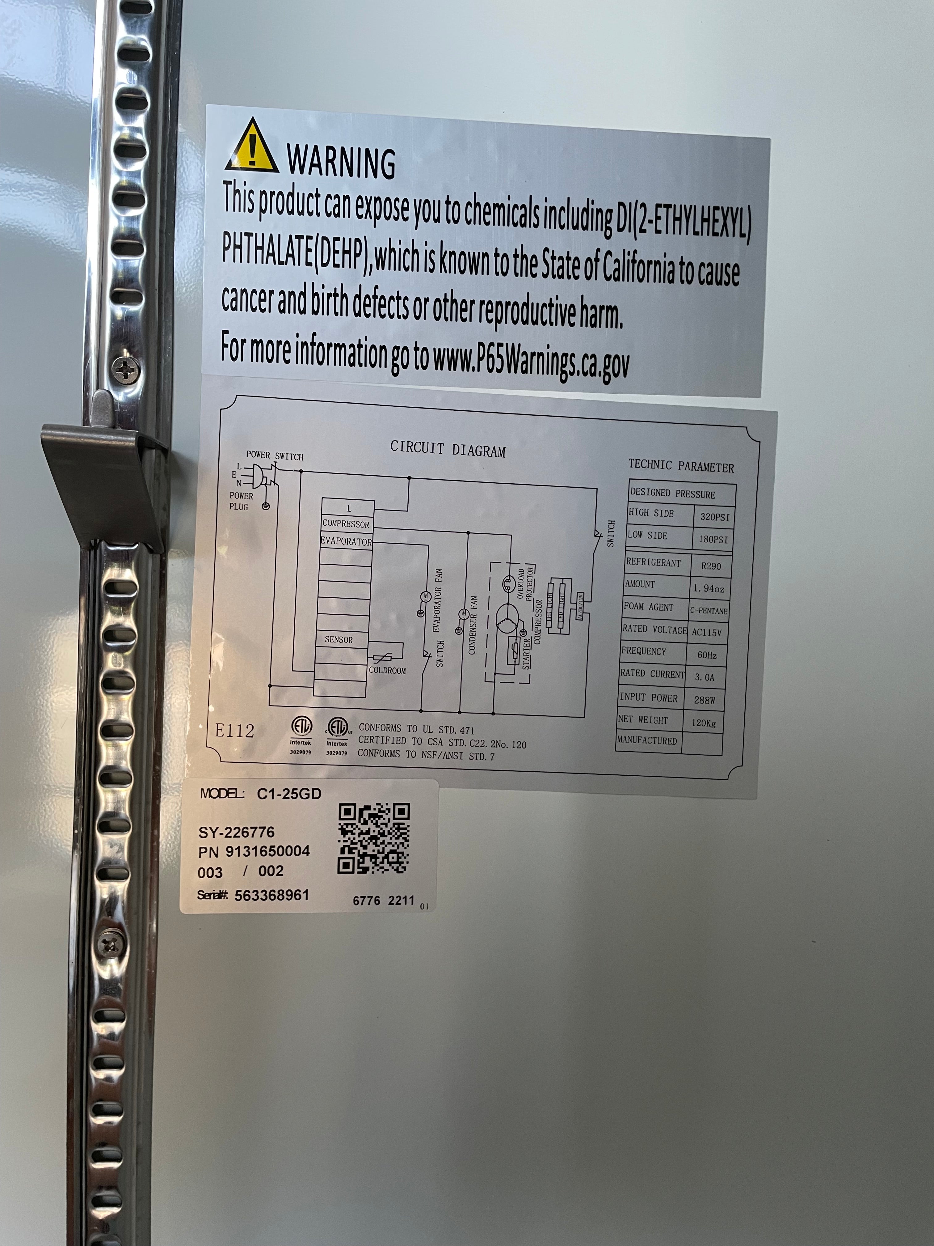 EFI C1-25GD Glass Door Refrigerated Merchandiser