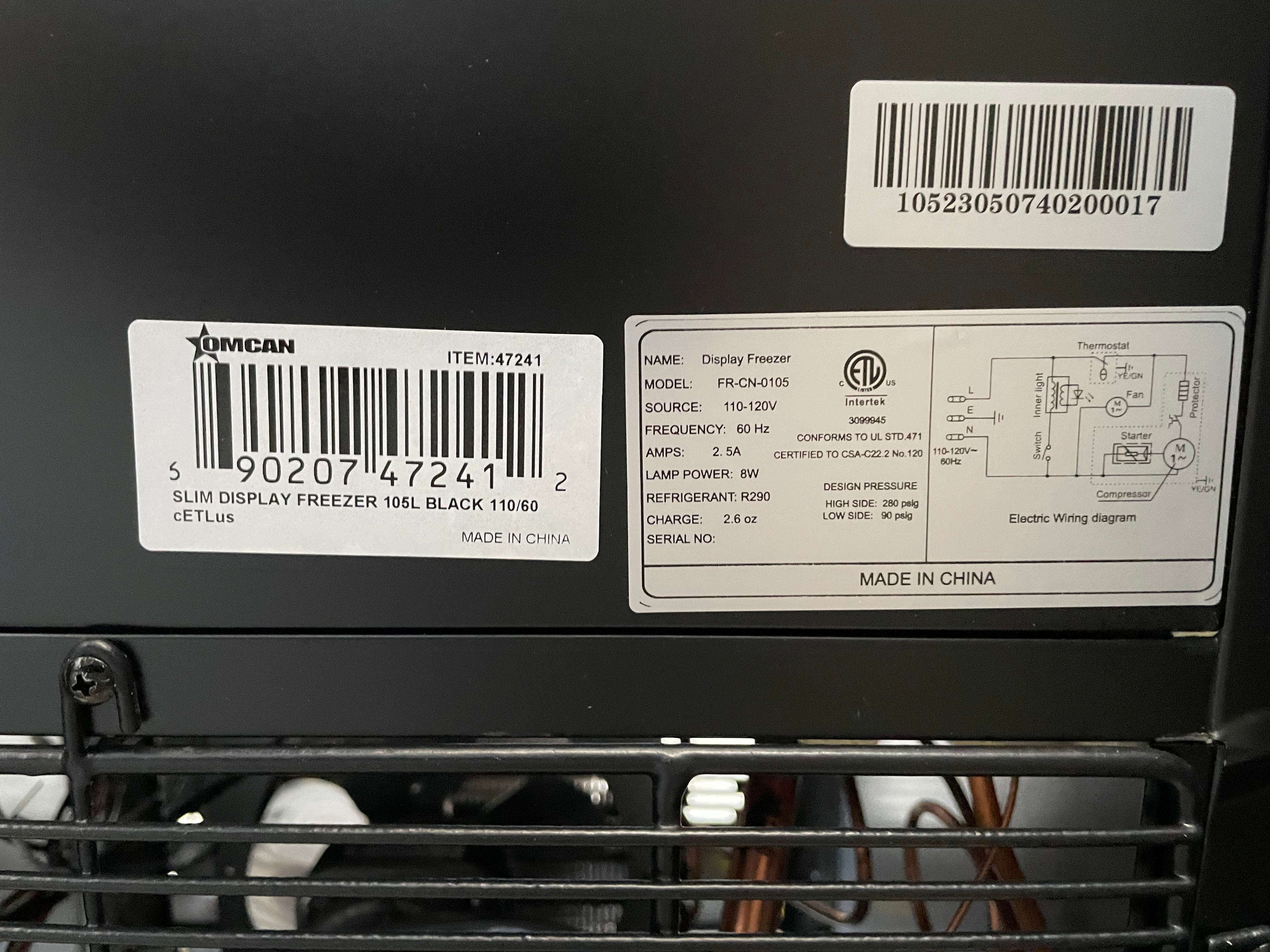 Omcan FR-CN-0105 Slim Glass Door Display Freezer