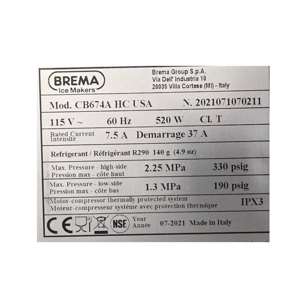 Brema CB674A-HC USA Undercounter Ice Machine - cosmetic dent on top
