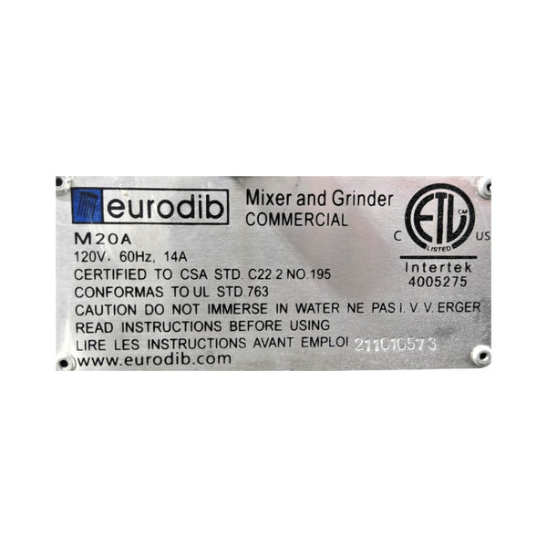 Eurodib M20A Planetary Mixer - 20 Quart