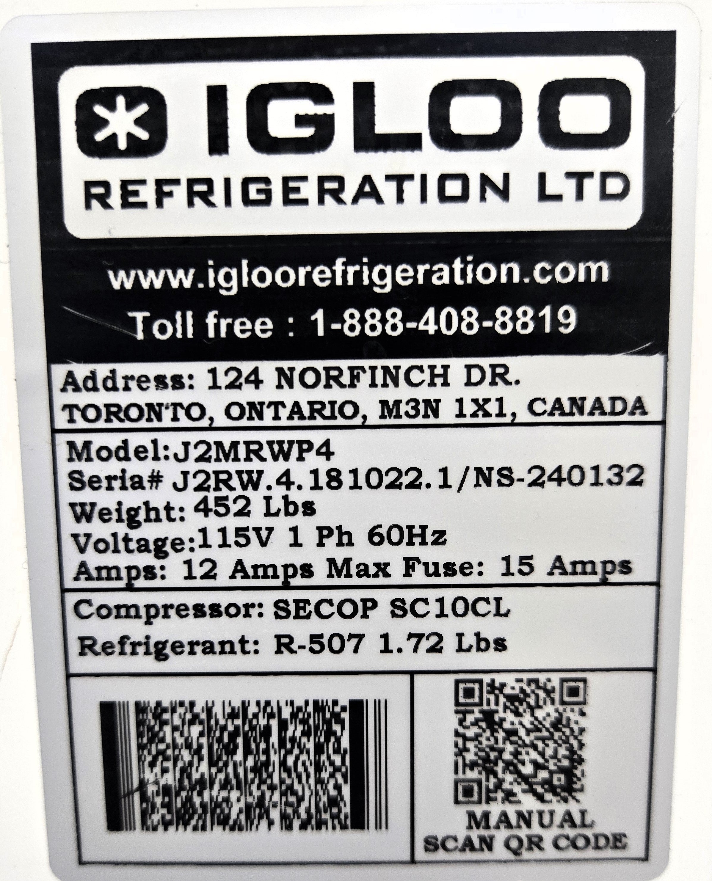 Igloo J2MRWP4 Refrigerated Display Case